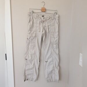Maurices Y2K Low Rise Cargo Pants Convertible Capri Gorpcore Cream